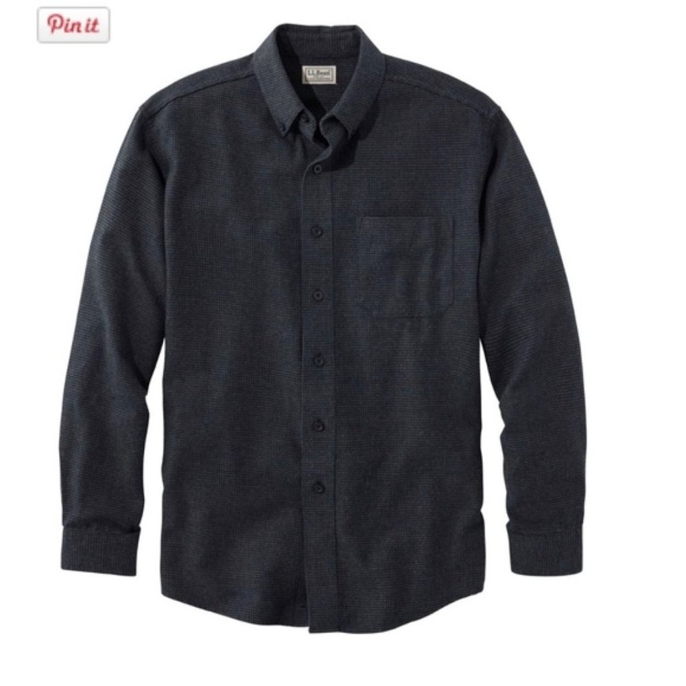 LL Bean Wicked Good Flannel Shirt Houndstooth Charcoal Heather NWOT